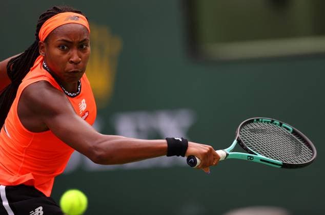Mandatory Credit: Photo by Ella Ling Shutterstock (13822021t) Coco Gauff of USA in action BNP Paribas Open, Tennis, Day 7, Indian Wells Tennis Garden, California, USA- 14 Mar 2023 BNP Paribas Open, Tennis, Day 7, Indian Wells Tennis Garden, California, USA- 14 Mar 2023 Copyright: xEllaxLing Shutterstockx 13822021t