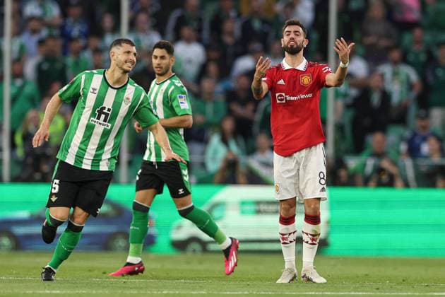 Mandatory Credit: Photo by Paul Currie Shutterstock (13820133af) Real Betis v Manchester United, ManU UEFA Europa League, Round of 16, Second Leg, Football, Benito Villamarin Stadium, Seville, Spain - 16 Mar 2023 EDITORIAL USE ONLY No use with unauthorised audio, video, data, fixture lists, club league logos or live services. Online in-match use limited to 120 images, no video emulation. No use in betting, games or single club league player publications. Real Betis v Manchester United, UEFA Europa League, Round of 16, Second Leg, Football, Benito Villamarin Stadium, Seville, Spain - 16 Mar 2023 EDITORIAL USE ONLY No use with unauthorised audio, video, data, fixture lists, club league logos or live services. Online in-match use limited to 120 images, no video emulation. No use in betting, games or single club league player publications. Copyright: xPaulxCurrie Shutterstockx 13820133af