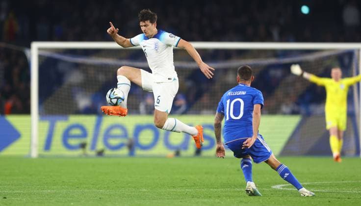 Mandatory Credit: Photo by Kieran McManus Shutterstock (13836561ag) Harry Maguire of England Italy v England, UEFA European Championship, EM, Europameisterschaft 2024 Qualifying, Group C, Football, Stadio Diego Armando Maradona, Naples, Italy - 23 Mar 2023 EDITORIAL USE ONLY No use with unauthorised audio, video, data, fixture lists, club league logos or live services. Online in-match use limited to 120 images, no video emulation. No use in betting, games or single club league player publications. Italy v England, UEFA European Championship 2024 Qualifying, Group C, Football, Stadio Diego Armando Maradona, Naples, Italy - 23 Mar 2023 EDITORIAL USE ONLY No use with unauthorised audio, video, data, fixture lists, club league logos or live services. Online in-match use limited to 120 images, no video emulation. No use in betting, games or single club league player publications. Copyright: xKieranxMcManus Shutterstockx 13836561ag