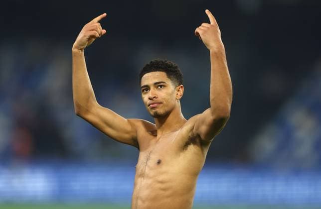 Mandatory Credit: Photo by Kieran McManus Shutterstock (13836561bo) Jude Bellingham of England celebrates at full time Italy v England, UEFA European Championship, EM, Europameisterschaft 2024 Qualifying, Group C, Football, Stadio Diego Armando Maradona, Naples, Italy - 23 Mar 2023 EDITORIAL USE ONLY No use with unauthorised audio, video, data, fixture lists, club league logos or live services. Online in-match use limited to 120 images, no video emulation. No use in betting, games or single club league player publications. Italy v England, UEFA European Championship 2024 Qualifying, Group C, Football, Stadio Diego Armando Maradona, Naples, Italy - 23 Mar 2023 EDITORIAL USE ONLY No use with unauthorised audio, video, data, fixture lists, club league logos or live services. Online in-match use limited to 120 images, no video emulation. No use in betting, games or single club league player publications. Copyright: xKieranxMcManus Shutterstockx 13836561bo
