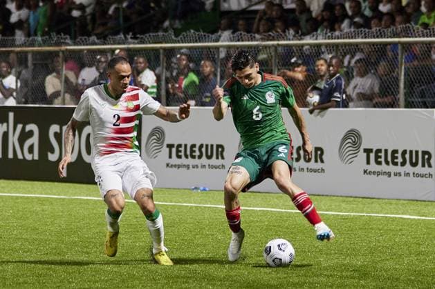 RECORD DATE NOT STATED (L-R), Damil Dankerlui of Surinam and Gerardo Arteaga of Mexico during the game Surinam vs Mexico national team, Nationalteam (Mexican National Team), corresponding to Group A of League A of the CONCACAF Nations League 2022-2023, at Dr. Ir. Franklin Essed Stadium, on March 23, 2023. <br><br> (I-D), Damil Dankerlui de Surinam y Gerardo Arteaga de Mexico durante el partido Surinam vs Mexico (Seleccion Nacional Mexicana), correspondiente al Grupo A de la Liga A de la Liga de Naciones CONCACAF 2022-2023, en el Estadio Dr. Ir. Franklin Essed, el 23 de Marzo de 2023. CONCACAF NATIONS LEAGUE 2022-2023 Surinam vs Mexico