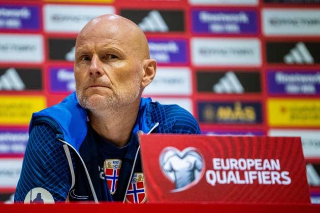 Fußball, EM Quali, Norwegen Nationalteam Pressekonferenz 230324 Stale Solbakken, head coach of the Norwegian national football team, during a press conference, PK, Pressekonferenz on March 24, 2023 in Malaga. Photo: Vegard Grott BILDBYRAN kod VG VG0425 bbeng fotball football soccer fotboll UEFA EURO, EM, Europameisterschaft,Fussball 2024 em-kvalifisering em-kvalik pressekonferanse press conference norge norway Copyright: VEGARDxGRoTT BB230324VG068