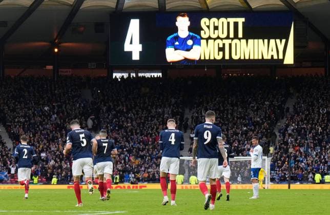 Mandatory Credit: Photo by Stuart Wallace Shutterstock (13840527co) Scott McTominay of Scotland celebrates scoring his first goal. Scotland v Cyprus, UEFA European Championship, EM, Europameisterschaft 2024 Qualifying, Group A, Football, Hampden Park, Glasgow, UK - 25 Mar 2023 EDITORIAL USE ONLY No use with unauthorised audio, video, data, fixture lists, club league logos or live services. Online in-match use limited to 120 images, no video emulation. No use in betting, games or single club league player publications. Scotland v Cyprus, UEFA European Championship 2024 Qualifying, Group A, Football, Hampden Park, Glasgow, UK - 25 Mar 2023 EDITORIAL USE ONLY No use with unauthorised audio, video, data, fixture lists, club league logos or live services. Online in-match use limited to 120 images, no video emulation. No use in betting, games or single club league player publications. Copyright: xStuartxWallace Shutterstockx 13840527co