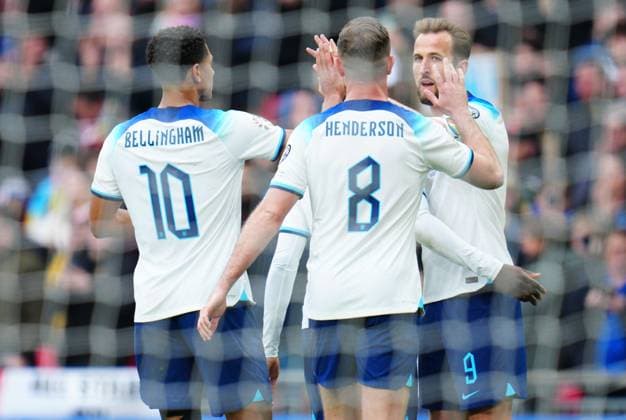 Mandatory Credit: Photo by Javier Garcia Shutterstock (13840577fz) Harry Kane of England celebrates scoring the opening goal England v Ukraine, UEFA European Championship, EM, Europameisterschaft 2024 Qualifying, Group C, Football, Wembley Stadium, London, UK - 26 Mar 2023 EDITORIAL USE ONLY No use with unauthorised audio, video, data, fixture lists, club league logos or live services. Online in-match use limited to 120 images, no video emulation. No use in betting, games or single club league player publications. England v Ukraine, UEFA European Championship 2024 Qualifying, Group C, Football, Wembley Stadium, London, UK - 26 Mar 2023 EDITORIAL USE ONLY No use with unauthorised audio, video, data, fixture lists, club league logos or live services. Online in-match use limited to 120 images, no video emulation. No use in betting, games or single club league player publications. Copyright: xJavierxGarcia Shutterstockx 13840577fz