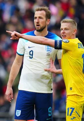 Mandatory Credit: Photo by Javier Garcia Shutterstock (13840577gr) Harry Kane of England and Oleksandr Zinchenko of Ukraine England v Ukraine, UEFA European Championship, EM, Europameisterschaft 2024 Qualifying, Group C, Football, Wembley Stadium, London, UK - 26 Mar 2023 EDITORIAL USE ONLY No use with unauthorised audio, video, data, fixture lists, club league logos or live services. Online in-match use limited to 120 images, no video emulation. No use in betting, games or single club league player publications. England v Ukraine, UEFA European Championship 2024 Qualifying, Group C, Football, Wembley Stadium, London, UK - 26 Mar 2023 EDITORIAL USE ONLY No use with unauthorised audio, video, data, fixture lists, club league logos or live services. Online in-match use limited to 120 images, no video emulation. No use in betting, games or single club league player publications. Copyright: xJavierxGarcia Shutterstockx 13840577gr