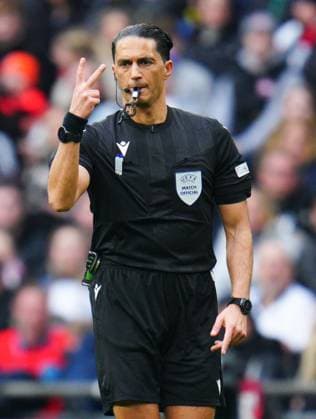 Mandatory Credit: Photo by Javier Garcia Shutterstock (13840577gx) Referee Serdar Gozubuyuk England v Ukraine, UEFA European Championship, EM, Europameisterschaft 2024 Qualifying, Group C, Football, Wembley Stadium, London, UK - 26 Mar 2023 EDITORIAL USE ONLY No use with unauthorised audio, video, data, fixture lists, club league logos or live services. Online in-match use limited to 120 images, no video emulation. No use in betting, games or single club league player publications. England v Ukraine, UEFA European Championship 2024 Qualifying, Group C, Football, Wembley Stadium, London, UK - 26 Mar 2023 EDITORIAL USE ONLY No use with unauthorised audio, video, data, fixture lists, club league logos or live services. Online in-match use limited to 120 images, no video emulation. No use in betting, games or single club league player publications. Copyright: xJavierxGarcia Shutterstockx 13840577gx