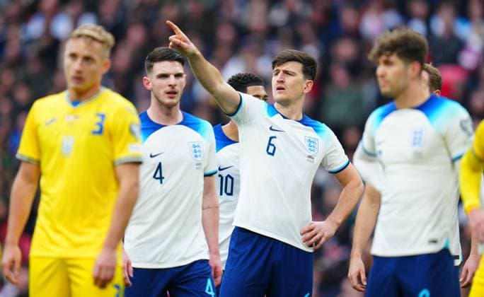 Mandatory Credit: Photo by Javier Garcia Shutterstock (13840577ha) Harry Maguire of England England v Ukraine, UEFA European Championship, EM, Europameisterschaft 2024 Qualifying, Group C, Football, Wembley Stadium, London, UK - 26 Mar 2023 EDITORIAL USE ONLY No use with unauthorised audio, video, data, fixture lists, club league logos or live services. Online in-match use limited to 120 images, no video emulation. No use in betting, games or single club league player publications. England v Ukraine, UEFA European Championship 2024 Qualifying, Group C, Football, Wembley Stadium, London, UK - 26 Mar 2023 EDITORIAL USE ONLY No use with unauthorised audio, video, data, fixture lists, club league logos or live services. Online in-match use limited to 120 images, no video emulation. No use in betting, games or single club league player publications. Copyright: xJavierxGarcia Shutterstockx 13840577ha