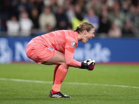 Mandatory Credit: Photo by Matt Impey Shutterstock (13861344n) Mary Earps of England during the penalty shoot out England v Brazil, Football, CONMEBOL-UEFA Women s Champions Cup, Wembley Stadium, Wembley, London, UK - 06 04 2023 Editorial use only England v Brazil, Football, CONMEBOL-UEFA Women s Champions Cup, Wembley Stadium, Wembley, London, UK - 06 04 2023 Editorial use only Copyright: xMattxImpey Shutterstockx 13861344n