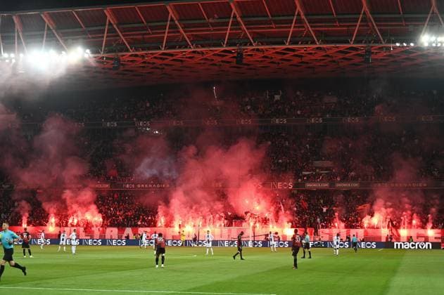 April 8, 2023, Nice, France: Nice, France, Allianz Riviera, April 08, 2023, supporters of nice during OGC Nice vs Paris Saint Germain (PSG) - French football Ligue 1 match. French football Ligue 1 match - OGC Nice vs Paris Saint Germain (PSG), Nice, France - ZUMAl164 20230408_zsa_l164_447 Copyright: xAlessioxTarpinix