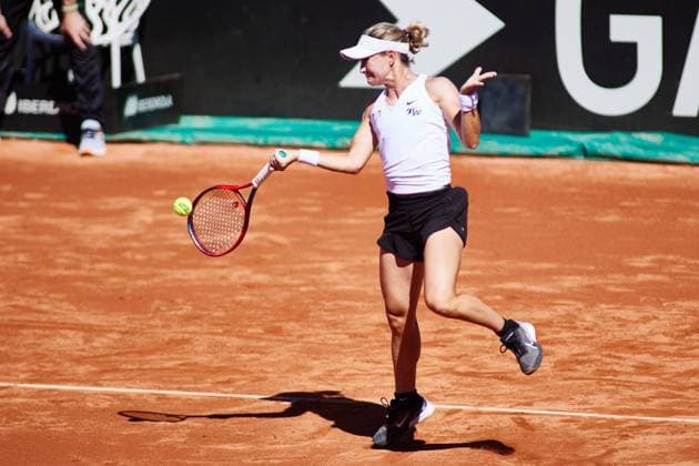 Tennis, Billie Jean King Cup, Spanien - Mexiko April 15, 2023, MALAGA, MALAGA, SPAIN: Marcela Zacarias of Mexico in action gesture during Billie Jean King Cup, tennis match played between Spain and Mexico at Puente Romano on April 15, 2023, in Malaga, Spain. MALAGA SPAIN - ZUMAa181 20230415_zaa_a181_013 Copyright: xJoaquinxCorcherox