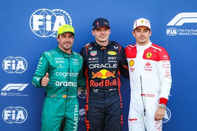 Sport Bilder des Tages ALONSO Fernando (spa), Aston Martin F1 Team AMR23, VERSTAPPEN Max (ned), Red Bull Racing RB19, LECLERC Charles (mco), Scuderia Ferrari SF-23, portrait during the Formula 1 Grand Prix de Monaco 2023, 6th round of the 2023 Formula One World Championship, WM, Weltmeisterschaft from May 26 to 28, 2023 on the Circuit de Monaco, in Monaco - F1 - MONACO GRAND PRIX 2023 DPPI Panoramic 20230527_G0OD2925