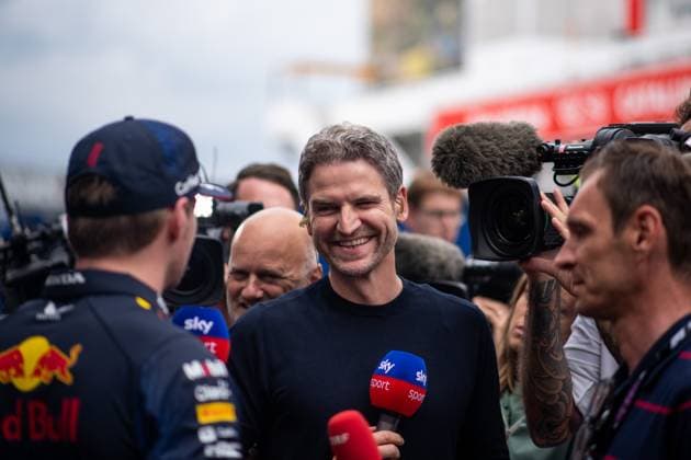 Peter Hardenacke (Sky F1 Moderator) beim Interview mit Max Verstappen (NED, Oracle Red Bull Racing, 01), ESP, Formel 1 Weltmeisterschaft, Grand Prix von Spanien, Circuit de Barcelona Catalunya, Media Day, 01.06.2023 ESP, Formel 1 Weltmeisterschaft, Grand Prix von Spanien, Circuit de Barcelona Catalunya, Media Day, 01.06.2023 Montmelo Copyright: xEibner Memmlerx EP_MMR