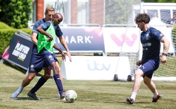 Mandatory Credit: Photo by Andrew Fosker Shutterstock (13949265d) Olympian Sir Mo Farah of England & Musician Tom Grennan of England Soccer Aid for Unicef 2023, Training, Football, Champneys Tring, Tring, UK - 09 Jun 2023 EDITORIAL USE ONLY No use with unauthorised audio, video, data, fixture lists, club league logos or live services. Online in-match use limited to 120 images, no video emulation. No use in betting, games or single club league player publications. Soccer Aid for Unicef 2023, Training, Football, Champneys Tring, Tring, UK - 09 Jun 2023 EDITORIAL USE ONLY No use with unauthorised audio, video, data, fixture lists, club league logos or live services. Online in-match use limited to 120 images, no video emulation. No use in betting, games or single club league player publications. Copyright: xAndrewxFosker Shutterstockx 13949265d