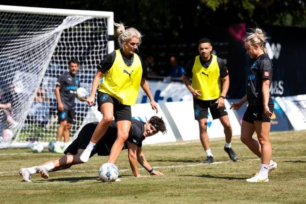 Mandatory Credit: Photo by Andrew Fosker Shutterstock (13949265bs) Former footballer Kalyn Kyle of World XI Soccer Aid for Unicef 2023, Training, Football, Champneys Tring, Tring, UK - 09 Jun 2023 EDITORIAL USE ONLY No use with unauthorised audio, video, data, fixture lists, club league logos or live services. Online in-match use limited to 120 images, no video emulation. No use in betting, games or single club league player publications. Soccer Aid for Unicef 2023, Training, Football, Champneys Tring, Tring, UK - 09 Jun 2023 EDITORIAL USE ONLY No use with unauthorised audio, video, data, fixture lists, club league logos or live services. Online in-match use limited to 120 images, no video emulation. No use in betting, games or single club league player publications. Copyright: xAndrewxFosker Shutterstockx 13949265bs