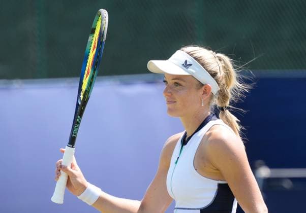 Mandatory Credit: Photo by Dave Shopland Shutterstock (13956575f) Great Britain s Katie Swan celebrates match point a she wins her semi final in straight sets Lexus Surbiton Trophy, Tennis, Day 7, Surbiton Racket & Fitness Club, London, UK - 10 June 2023 Lexus Surbiton Trophy, Tennis, Day 7, Surbiton Racket & Fitness Club, London, UK - 10 June 2023 Copyright: xDavexShopland Shutterstockx 13956575f