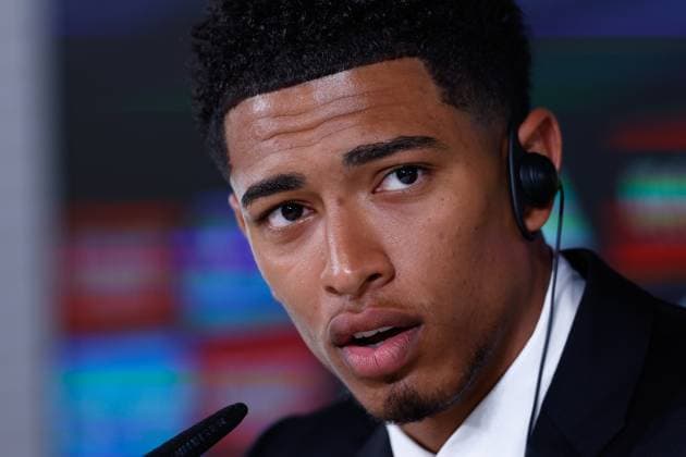 June 15, 2023, VALDEBEBAS, MADRID, SPAIN: Jude Bellingham attends his press conference, PK, Pressekonferenz during his presentation as new player of Real Madrid at Ciudad Deportiva Real Madrid on June 15, 2023, in Valdebebas, Madrid, Spain. VALDEBEBAS SPAIN - ZUMAa181 20230615_zaa_a181_014 Copyright: xOscarxJ.xBarrosox