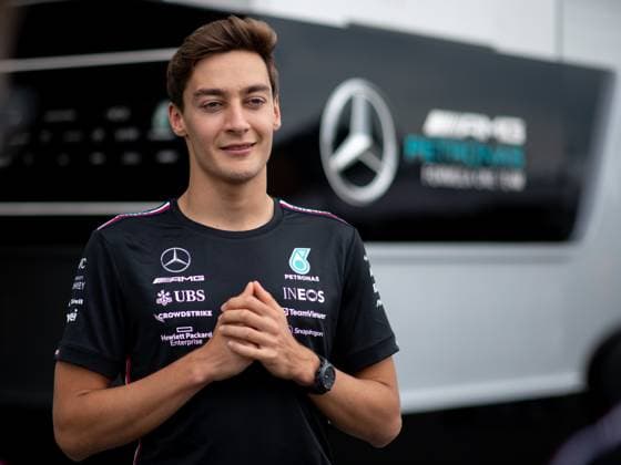 George Russell (UK, Mercedes AMG Petronas F1 Team, 63)vor der Mercedes Box, CAN, Formel 1 Weltmeisterschaft, Grand Prix von Kanada, Circuit de Gilles Villeneuve Montreal, Media Day, 15.06.2023 CAN, Formel 1 Weltmeisterschaft, Grand Prix von Kanada, Circuit Gilles Villeneuve Montreal, Media Day, 15.06.2023 Montreal Copyright: xEibner Memmlerx EP_MMR