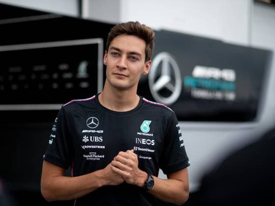 George Russell (UK, Mercedes AMG Petronas F1 Team, 63)vor der Mercedes Box, CAN, Formel 1 Weltmeisterschaft, Grand Prix von Kanada, Circuit de Gilles Villeneuve Montreal, Media Day, 15.06.2023 CAN, Formel 1 Weltmeisterschaft, Grand Prix von Kanada, Circuit Gilles Villeneuve Montreal, Media Day, 15.06.2023 Montreal Copyright: xEibner Memmlerx EP_MMR