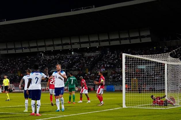 Mandatory Credit: Photo by Bagu Blanco Shutterstock (13968700x) England players celebrating the 0-1 Malta v England, UEFA European Championship, EM, Europameisterschaft 2024 Qualifying, Group C, Football, Ta Qali Stadium, Malta - 16 June 2023 EDITORIAL USE ONLY No use with unauthorised audio, video, data, fixture lists, club league logos or live services. Online in-match use limited to 120 images, no video emulation. No use in betting, games or single club league player publications. Malta v England, UEFA European Championship 2024 Qualifying, Group C, Football, Ta Qali Stadium, Malta - 16 June 2023 EDITORIAL USE ONLY No use with unauthorised audio, video, data, fixture lists, club league logos or live services. Online in-match use limited to 120 images, no video emulation. No use in betting, games or single club league player publications. Copyright: xBaguxBlanco Shutterstockx 13968700x