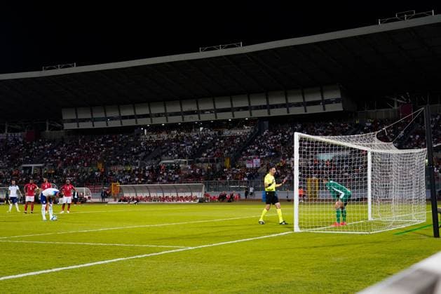 Mandatory Credit: Photo by Bagu Blanco Shutterstock (13968700bd) Harry Kane of England scores the 0-3 Malta v England, UEFA European Championship, EM, Europameisterschaft 2024 Qualifying, Group C, Football, Ta Qali Stadium, Malta - 16 June 2023 EDITORIAL USE ONLY No use with unauthorised audio, video, data, fixture lists, club league logos or live services. Online in-match use limited to 120 images, no video emulation. No use in betting, games or single club league player publications. Malta v England, UEFA European Championship 2024 Qualifying, Group C, Football, Ta Qali Stadium, Malta - 16 June 2023 EDITORIAL USE ONLY No use with unauthorised audio, video, data, fixture lists, club league logos or live services. Online in-match use limited to 120 images, no video emulation. No use in betting, games or single club league player publications. Copyright: xBaguxBlanco Shutterstockx 13968700bd