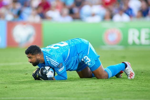 June 16, 2023, FARO, FARO, PORTUGAL: Dayle Coleing of Gibraltar in action during the UEFA EURO, EM, Europameisterschaft,Fussball 2024 Qualifying Round match between Gibraltar and France at Algarve Stadium on June 16, 2023, in Faro, Portugal. FARO PORTUGAL - ZUMAa181 20230616_zaa_a181_091 Copyright: xJoaquinxCorcherox