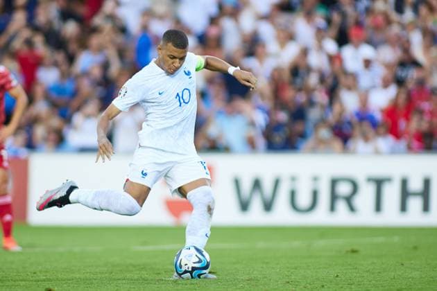 June 16, 2023, FARO, FARO, PORTUGAL: Kylian Mbappe of France shoots for goal during the UEFA EURO, EM, Europameisterschaft,Fussball 2024 Qualifying Round match between Gibraltar and France at Algarve Stadium on June 16, 2023, in Faro, Portugal. FARO PORTUGAL - ZUMAa181 20230616_zaa_a181_093 Copyright: xJoaquinxCorcherox