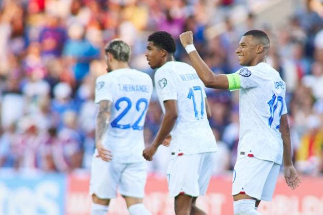 June 16, 2023, FARO, FARO, PORTUGAL: Kylian Mbappe of France celebrates a goal during the UEFA EURO, EM, Europameisterschaft,Fussball 2024 Qualifying Round match between Gibraltar and France at Algarve Stadium on June 16, 2023, in Faro, Portugal. FARO PORTUGAL - ZUMAa181 20230616_zaa_a181_099 Copyright: xJoaquinxCorcherox