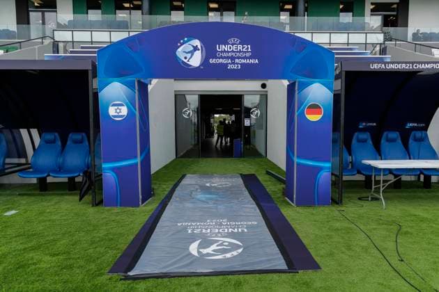 UEFA U21, U 21 EM, Deutschland - Israel, 1. Gruppenspiel, 21.06.2023, Ramas-Schengelia-Stadion, Kutaissi Der Spielertunnel fuer die Partie Deutschland gegen Israel, UEFA U21-Fussball-Europameisterschaft in Rumaenien und Georgien, 1. Gruppenspiel, Deutschland - Israel, am 21.06.2023, Ramas-Schengelia-Stadion, Kutaissi in Georgien Copyright: xBEAUTIFULxSPORTS Meuselx