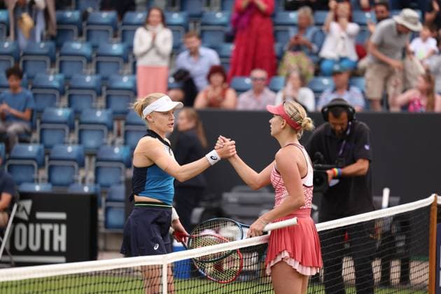 Mandatory Credit: Photo by Ryan Browne Shutterstock (13977105et) Harriet Dart of Great Britain shakes hands with Anastasia Potapova of Russia after theirr quarter-final match. Rothesay Classic, Day Five, Tennis, Edgbaston Priory Club, Birmingham, UK - 23 Jun 2023 Rothesay Classic, Day Five, Tennis, Edgbaston Priory Club, Birmingham, UK - 23 Jun 2023 Copyright: xRyanxBrowne Shutterstockx 13977105et