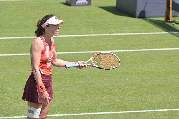 25.06.2023, xbrx, Tennis Bad Homburg Open WTA, Tennis Damen 250, emspor, v.l. Cornet, Alize (FRA), gestikuliert, mit den Armen gestikulieren, diskutiert, Diskussion Bad Homburg