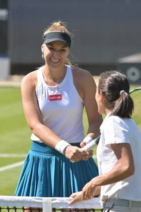 25.06.2023, xbrx, Tennis Bad Homburg Open WTA, Tennis Damen 250, emspor, v.l. Lisicki, Sabine (GER), laechelt, laecheln, Lachen, smile Bad Homburg