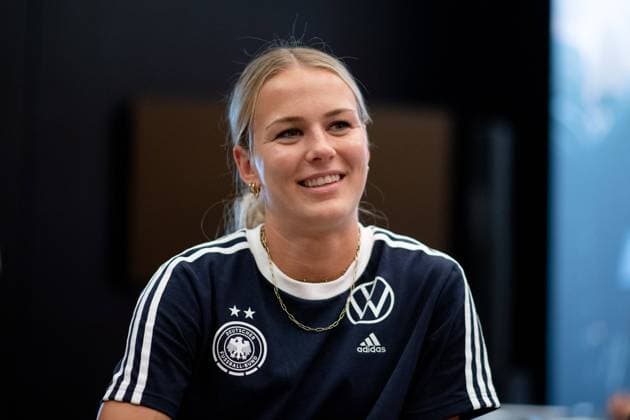 Merle Frohms (Deutschland, 01), GER, DFB Fussball Frauen Nationalmannschaft, Media Day Adidas World of Sports Herzogenaurach, Spielzeit 2022 2023, 26.06.2023 GER, DFB Fussball Frauen Nationalmannschaft, Media Day Adidas World of Sports Herzogenaurach, Spielzeit 2022 2023, 26.06.2023 Offenbach Copyright: xEibner-Pressefoto Memmlerx EP_MMR