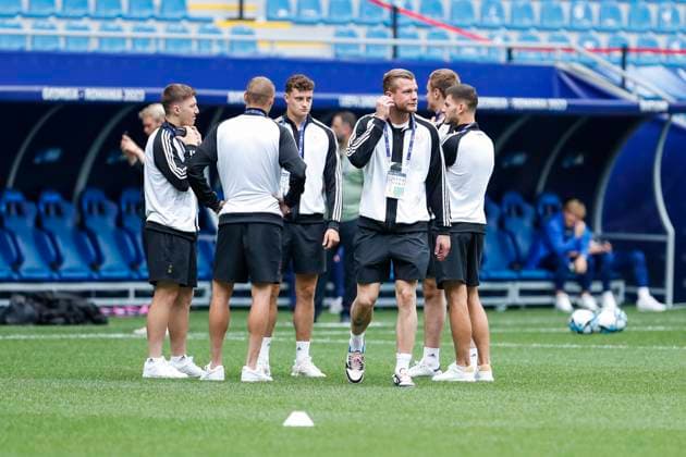 UEFA U21, U 21 EM, Deutschland - England, 3. Gruppenspiel, 28.06.2023, Batumi Die deutsche U21-Nationalmannschaft bei der Platzbegehung vor dem Spiel gegen England, UEFA U21-Fussball-Europameisterschaft in Rumaenien und Georgien, Deutschland - England, 3. Gruppenspiel, 28.06.2023, Batumi Copyright: xBEAUTIFULxSPORTS Meuselx
