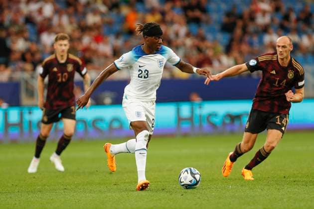 UEFA U21, U 21 EM, Deutschland - England, 3. Gruppenspiel, 28.06.2023, Batumi Noni MADUEKE ( 23, England), UEFA U21-Fussball-Europameisterschaft in Rumaenien und Georgien, Deutschland - England, 3. Gruppenspiel, 28.06.2023, Batumi Copyright: xBEAUTIFULxSPORTS Meuselx
