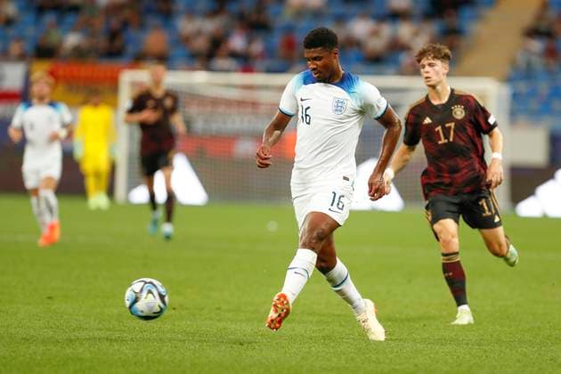 UEFA U21, U 21 EM, Deutschland - England, 3. Gruppenspiel, 28.06.2023, Batumi Ben JOHNSON (16, England), UEFA U21-Fussball-Europameisterschaft in Rumaenien und Georgien, Deutschland - England, 3. Gruppenspiel, 28.06.2023, Batumi Copyright: xBEAUTIFULxSPORTS Meuselx