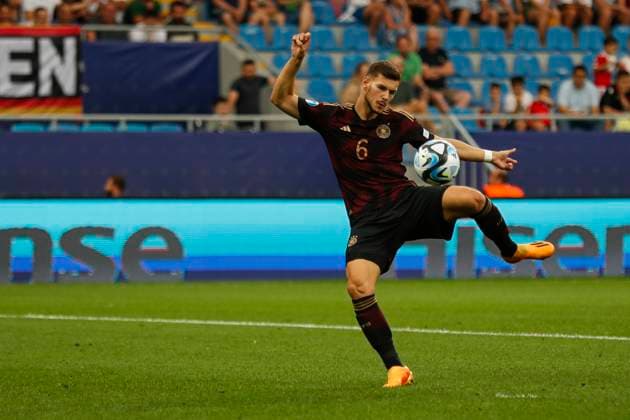 UEFA U21, U 21 EM, Deutschland - England, 3. Gruppenspiel, 28.06.2023, Batumi Tom KRAUSS ( 6, Deutschland, FC Schalke 04), UEFA U21-Fussball-Europameisterschaft in Rumaenien und Georgien, Deutschland - England, 3. Gruppenspiel, 28.06.2023, Batumi Copyright: xBEAUTIFULxSPORTS Meuselx