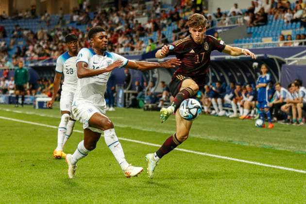 UEFA U21, U 21 EM, Deutschland - England, 3. Gruppenspiel, 28.06.2023, Batumi Noah WEISSHAUPT ( 17, Deutschland, SC Freiburg), UEFA U21-Fussball-Europameisterschaft in Rumaenien und Georgien, Deutschland - England, 3. Gruppenspiel, 28.06.2023, Batumi Copyright: xBEAUTIFULxSPORTS Meuselx