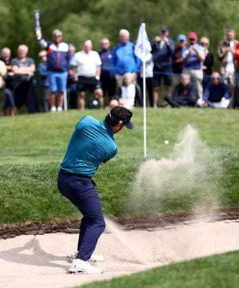 Mandatory Credit: Photo by James Marsh Shutterstock (13987425bf) Antonie Rozner of France holes out from a bunker during his round. Betfred British Masters, Day Three, Golf, The Belfry Golf Club, Sutton Coldfield, UK - 01 Jul 2023 Betfred British Masters, Day Three, Golf, The Belfry Golf Club, Sutton Coldfield, UK - 01 Jul 2023 Copyright: xJamesxMarsh Shutterstockx 13987425bf