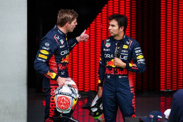 VERSTAPPEN Max (ned), Red Bull Racing RB19, PEREZ Sergio (mex), Red Bull Racing RB19, portrait during the 2023 Formula 1 Rolex Grosser Preis von Osterreich, 2023 Austrian Grand Prix, 9th round of the 2023 Formula One World Championship, WM, Weltmeisterschaft from June 30 to July 2, 2023 on the Red Bull Ring, in Spielberg, Austria - F1 - AUSTRIAN GRAND PRIX 2023 DPPI Panoramic 00123022_GOOD4413