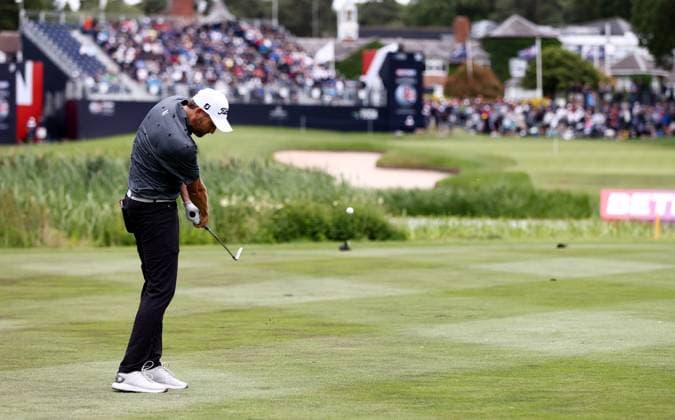Mandatory Credit: Photo by James Marsh Shutterstock (13987427p) Gunner Wiebe of USA on the 18th hole. Betfred British Masters, Day Four, Golf, The Belfry Golf Club, Sutton Coldfield, UK - 02 Jul 2023 Betfred British Masters, Day Four, Golf, The Belfry Golf Club, Sutton Coldfield, UK - 02 Jul 2023 Copyright: xJamesxMarsh Shutterstockx 13987427p