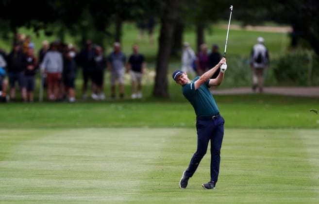 Mandatory Credit: Photo by James Marsh Shutterstock (13987427au) Justin Rose of England on the 18th hole. Betfred British Masters, Day Four, Golf, The Belfry Golf Club, Sutton Coldfield, UK - 02 Jul 2023 Betfred British Masters, Day Four, Golf, The Belfry Golf Club, Sutton Coldfield, UK - 02 Jul 2023 Copyright: xJamesxMarsh Shutterstockx 13987427au