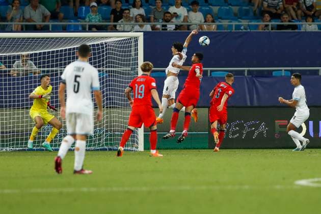 UEFA U21, U 21 EM, England - Israel, Halbfinale, 05.07.2023, Batumi Die Israelis kommen mit Idan GORNO ( 9, Israel) zu einer grossen Chance, UEFA U21-Fussball-Europameisterschaft in Rumaenien und Georgien, England - Israel, Halbfinale, 05.07.2023, Adjarabet Arena, Batumi Copyright: xBEAUTIFULxSPORTS Meuselx