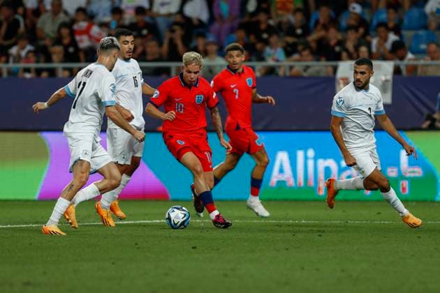 UEFA U21, U 21 EM, England - Israel, Halbfinale, 05.07.2023, Batumi Emile SMITH ROWE ( 10, England), UEFA U21-Fussball-Europameisterschaft in Rumaenien und Georgien, England - Israel, Halbfinale, 05.07.2023, Adjarabet Arena, Batumi Copyright: xBEAUTIFULxSPORTS Meuselx