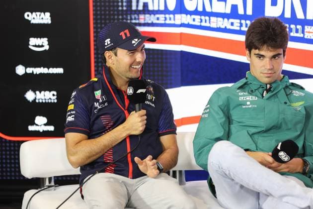 press conference, PK, Pressekonferenz PEREZ Sergio (mex), Red Bull Racing RB18, portrait during the 2023 Formula 1 Aramco British Grand Prix, 10th round of the 2023 Formula One World Championship, WM, Weltmeisterschaft from July 7 to 9, 2023 on the Silverstone Circuit, in Silverstone, United Kingdom - F1 - BRITISH GRAND PRIX 2023 DPPI Panoramic 00123024_AV6_1251