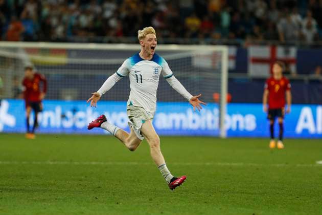 UEFA U21, U 21 EM, England - Spanien, Finale, 08.07.2023, Batumi Anthony GORDON ( 11, England), UEFA U21-Fussball-Europameisterschaft in Rumaenien und Georgien, England - Spanien, Finale, 08.07.2023, Adjarabet Arena, Batumi Copyright: xBEAUTIFULxSPORTS Meuselx