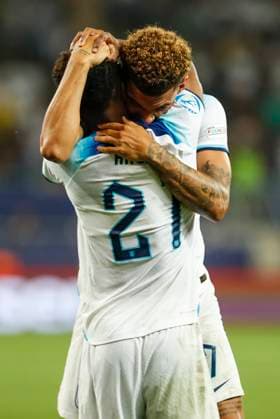 UEFA U21, U 21 EM, England - Spanien, Finale, 08.07.2023, Batumi Morgan GIBBS-WHITE ( 7, England), Angel GOMES ( 21, England), UEFA U21-Fussball-Europameisterschaft in Rumaenien und Georgien, England - Spanien, Finale, 08.07.2023, Adjarabet Arena, Batumi Copyright: xBEAUTIFULxSPORTS Meuselx