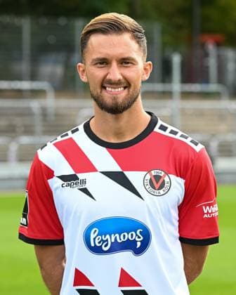 Valdrin Mustafa (Viktoria Koeln, 11). Viktoria Koeln, Fussball, 3. Liga, Portraettermin 2023 24, 12.07.2023 DFB DFL Regulations prohibit any use of Photographs as image sequences and or quasi-video X, Viktoria Koeln, Fussball, 3. Liga, Portraetermin 2023 2024, 12.07.2023 Köln Copyright: xEibner-Pressefoto ThomasxHaeslerx EP_EER