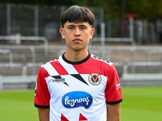 Luca de Meester (Viktoria Koeln, 13). Viktoria Koeln, Fussball, 3. Liga, Portraettermin 2023 24, 12.07.2023 DFB DFL Regulations prohibit any use of Photographs as image sequences and or quasi-video X, Viktoria Koeln, Fussball, 3. Liga, Portraetermin 2023 2024, 12.07.2023 Köln Copyright: xEibner-Pressefoto ThomasxHaeslerx EP_EER