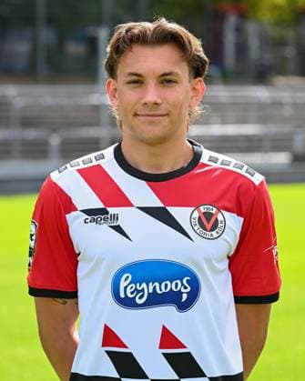 Florian Engelhardt (Viktoria Koeln, 16). Viktoria Koeln, Fussball, 3. Liga, Portraettermin 2023 24, 12.07.2023 DFB DFL Regulations prohibit any use of Photographs as image sequences and or quasi-video X, Viktoria Koeln, Fussball, 3. Liga, Portraetermin 2023 2024, 12.07.2023 Köln Copyright: xEibner-Pressefoto ThomasxHaeslerx EP_EER