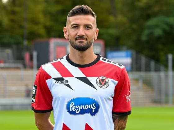 Patrick Koronkiewicz (Viktoria Koeln, 28). Viktoria Koeln, Fussball, 3. Liga, Portraettermin 2023 24, 12.07.2023 DFB DFL Regulations prohibit any use of Photographs as image sequences and or quasi-video X, Viktoria Koeln, Fussball, 3. Liga, Portraetermin 2023 2024, 12.07.2023 Köln Copyright: xEibner-Pressefoto ThomasxHaeslerx EP_EER